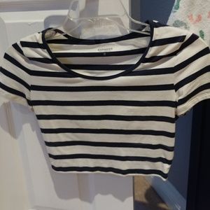 Express striped blue and white crop top